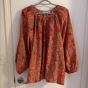 Roller Rabbit Pink and Green Floral Blouse